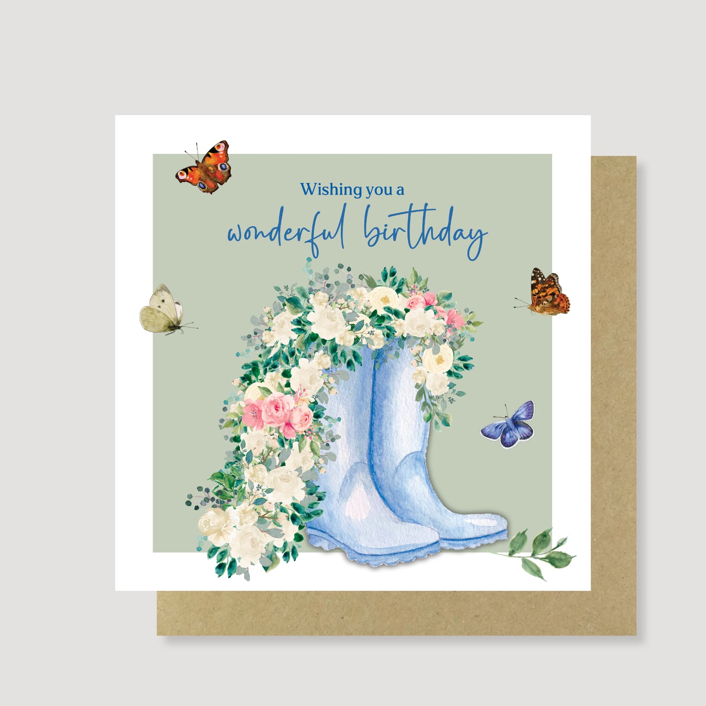 Blue wellies wonderful birthday card