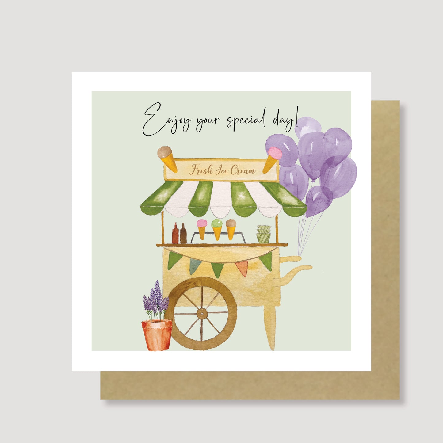 Ice cream cart birthday card