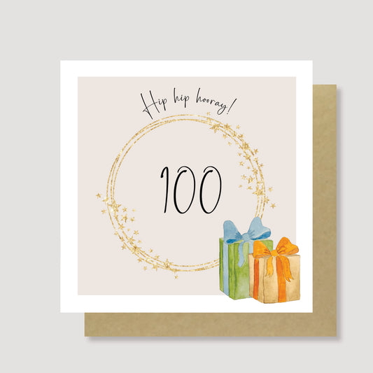 Hip hip hooray 100th birthday card