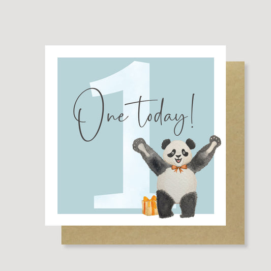 One today! Panda birthday card (Teal)