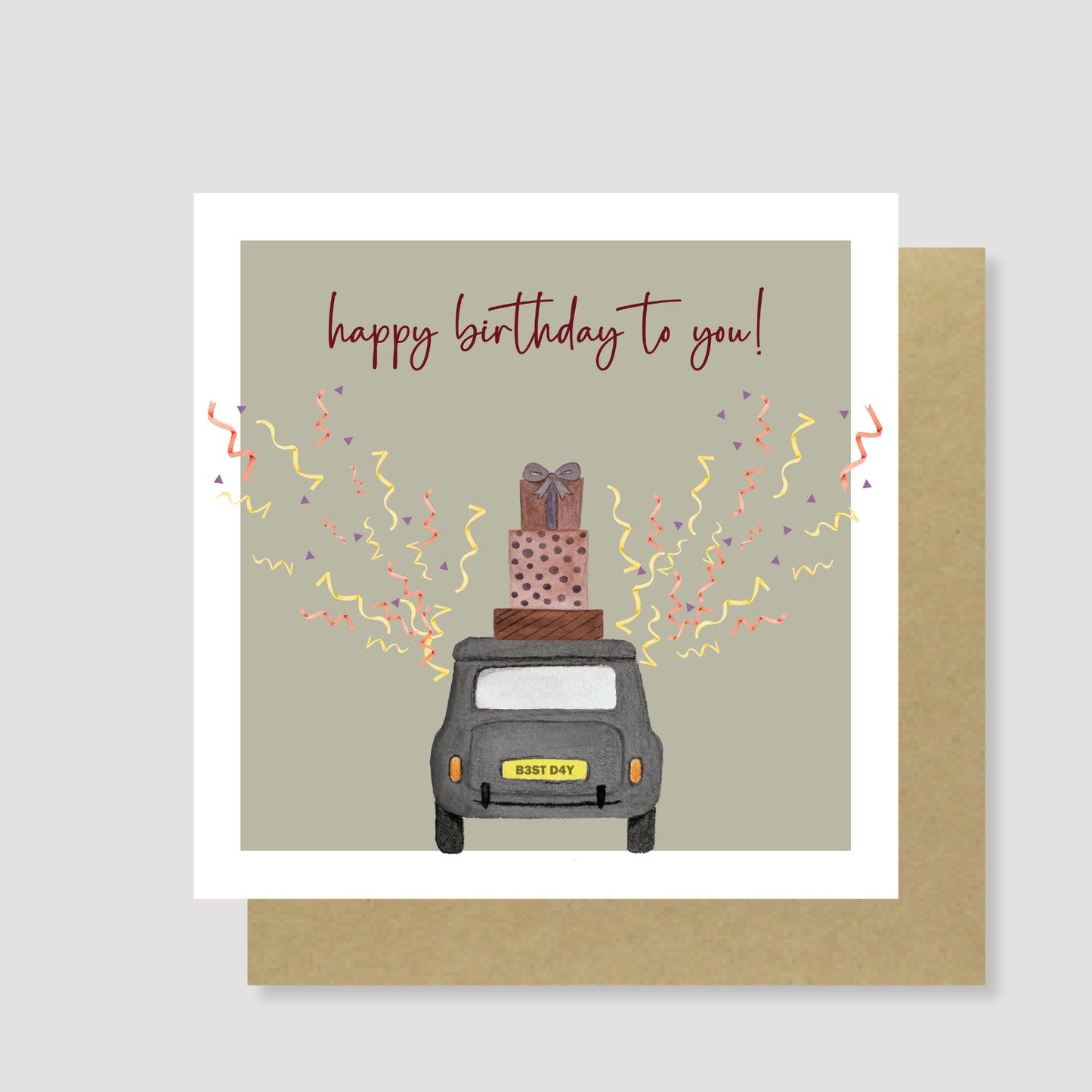 Mini car birthday card