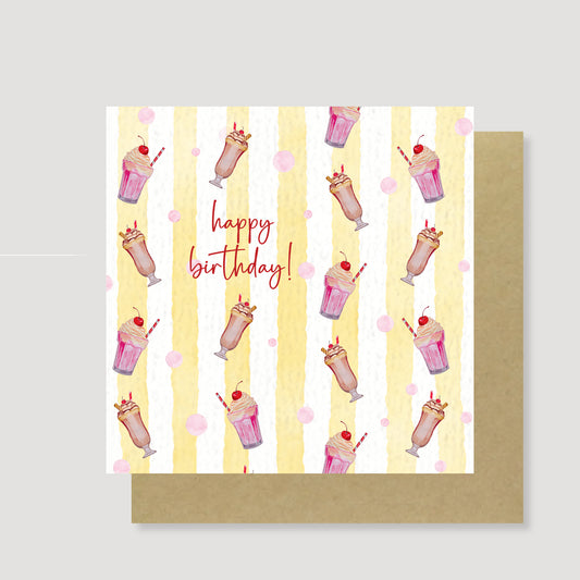 Milkshake stripes birthday card