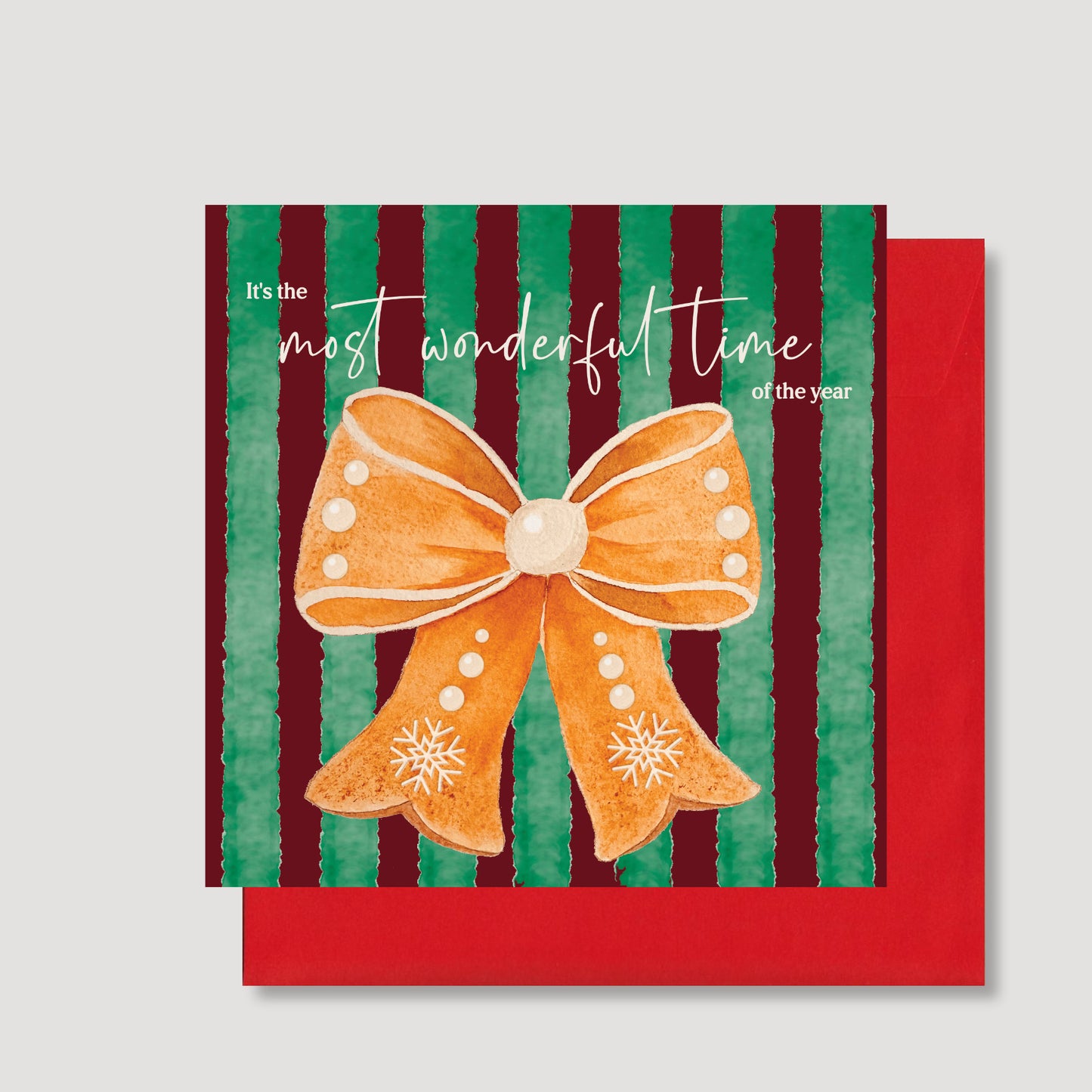 Gingerbread bow Christmas card