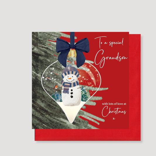 Grandson bauble Christmas card