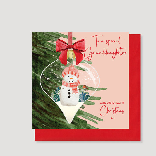 Granddaughter bauble Christmas card