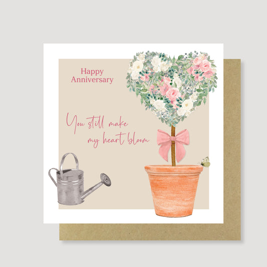 Anniversary heart bloom card