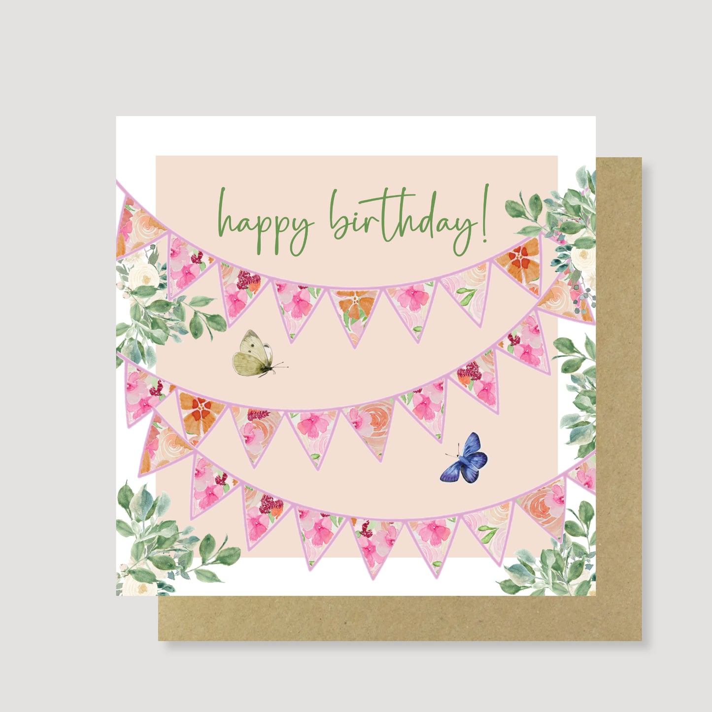 Floral bunting birthday card