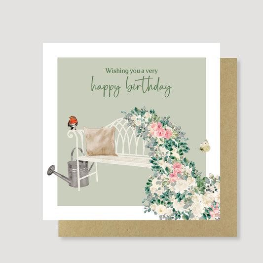 Garden bench birthday card