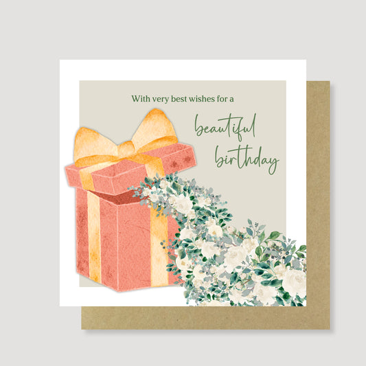 Floral gift box birthday card